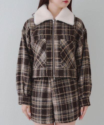 【RMAF】帶毛領拉鍊短款夾克