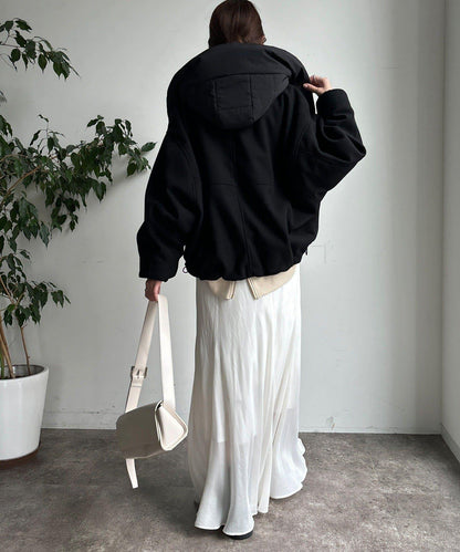 法蘭絨拼接塔夫綢短夾克