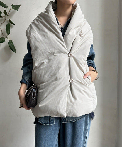 圍巾式仿毛羽絨馬甲