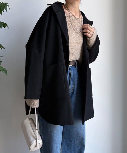 羊毛輕薄雙面立領大衣