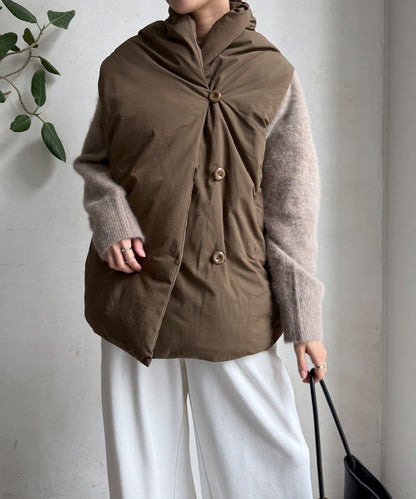 圍巾式仿毛羽絨馬甲