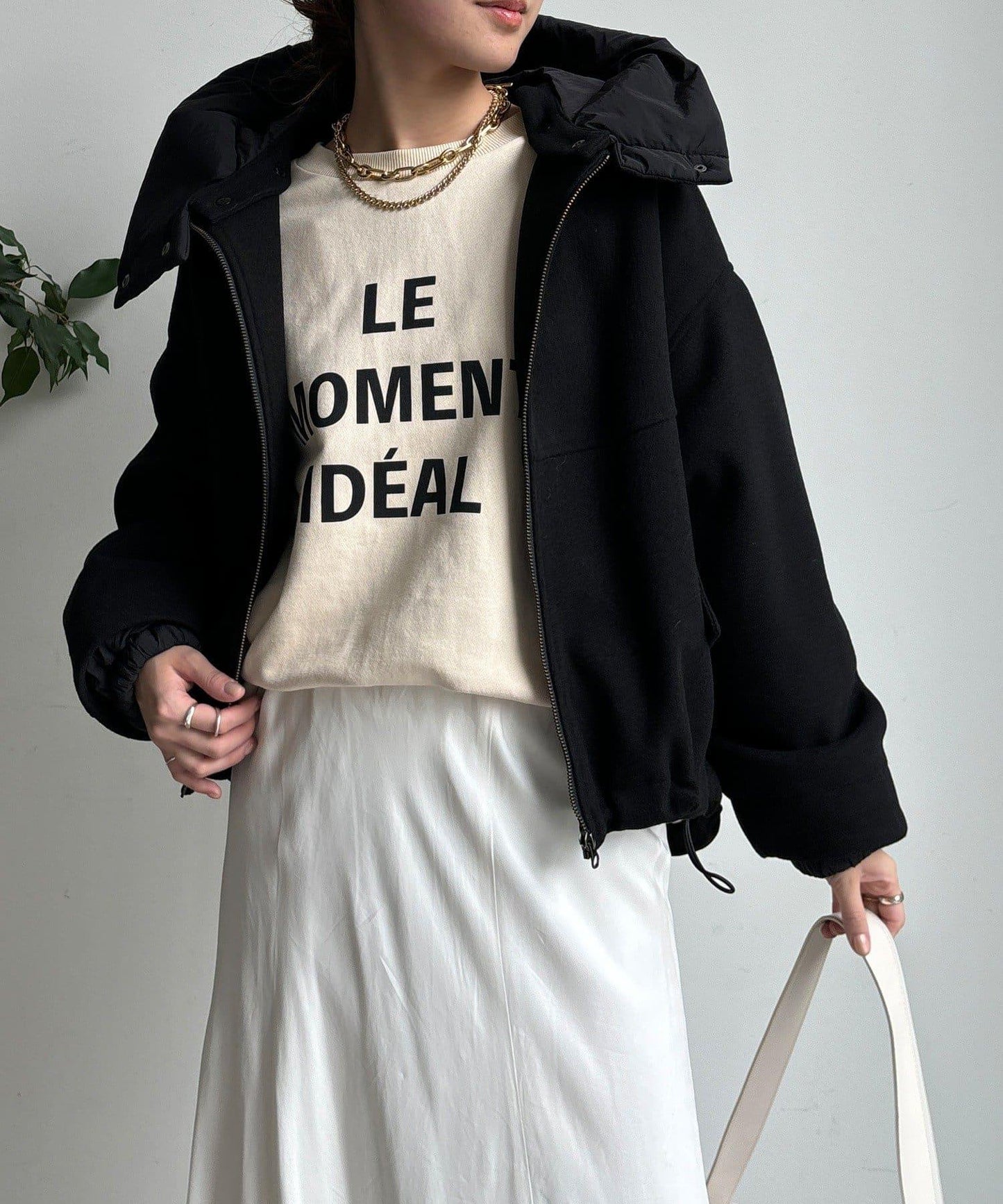 法蘭絨拼接塔夫綢短夾克