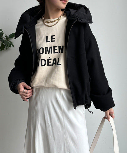 法蘭絨拼接塔夫綢短夾克