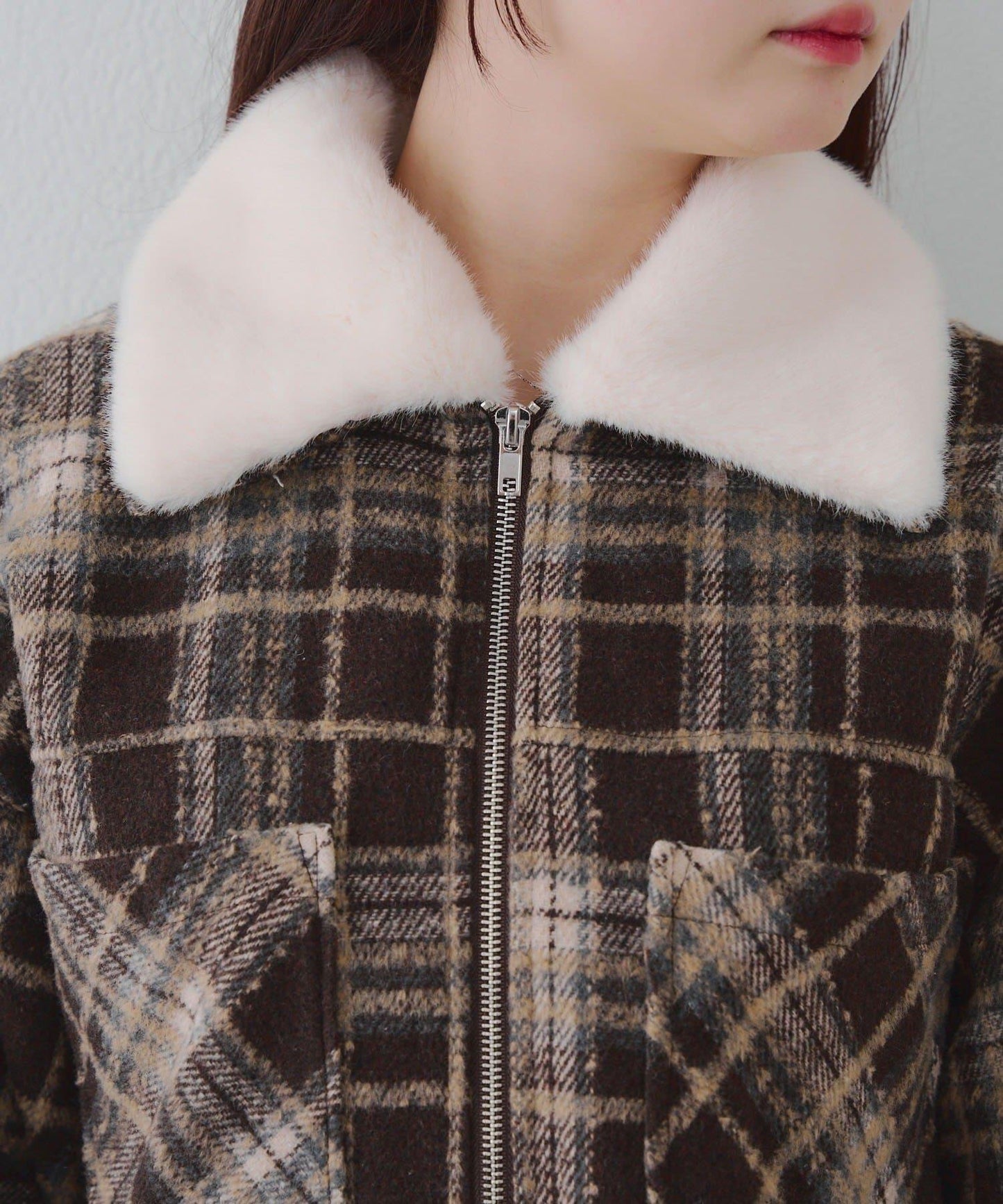 【RMAF】帶毛領拉鍊短款夾克