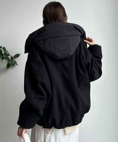 法蘭絨拼接塔夫綢短夾克