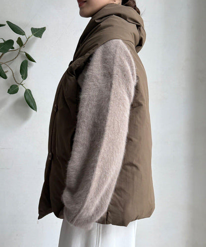 圍巾式仿毛羽絨馬甲