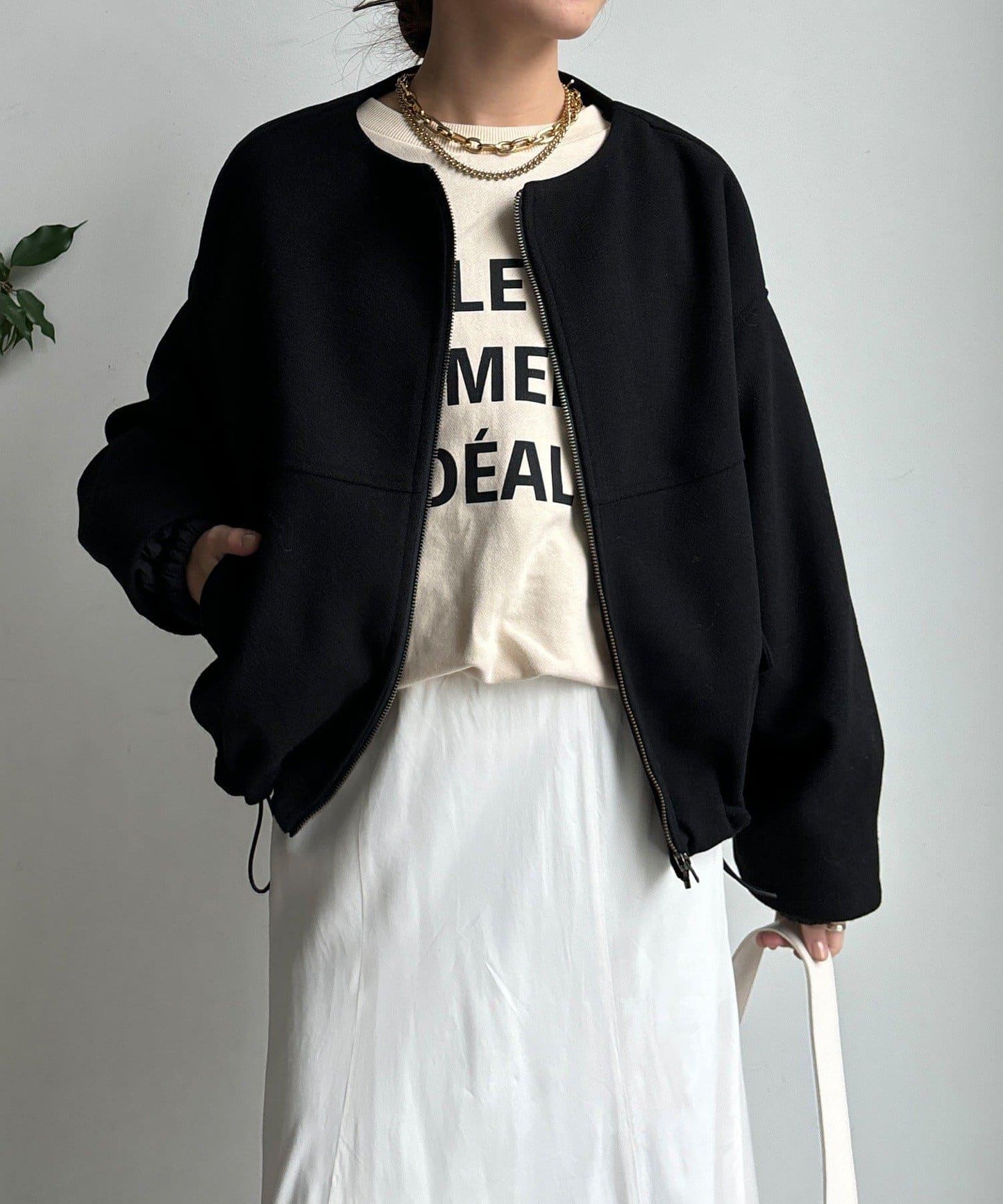 法蘭絨拼接塔夫綢短夾克