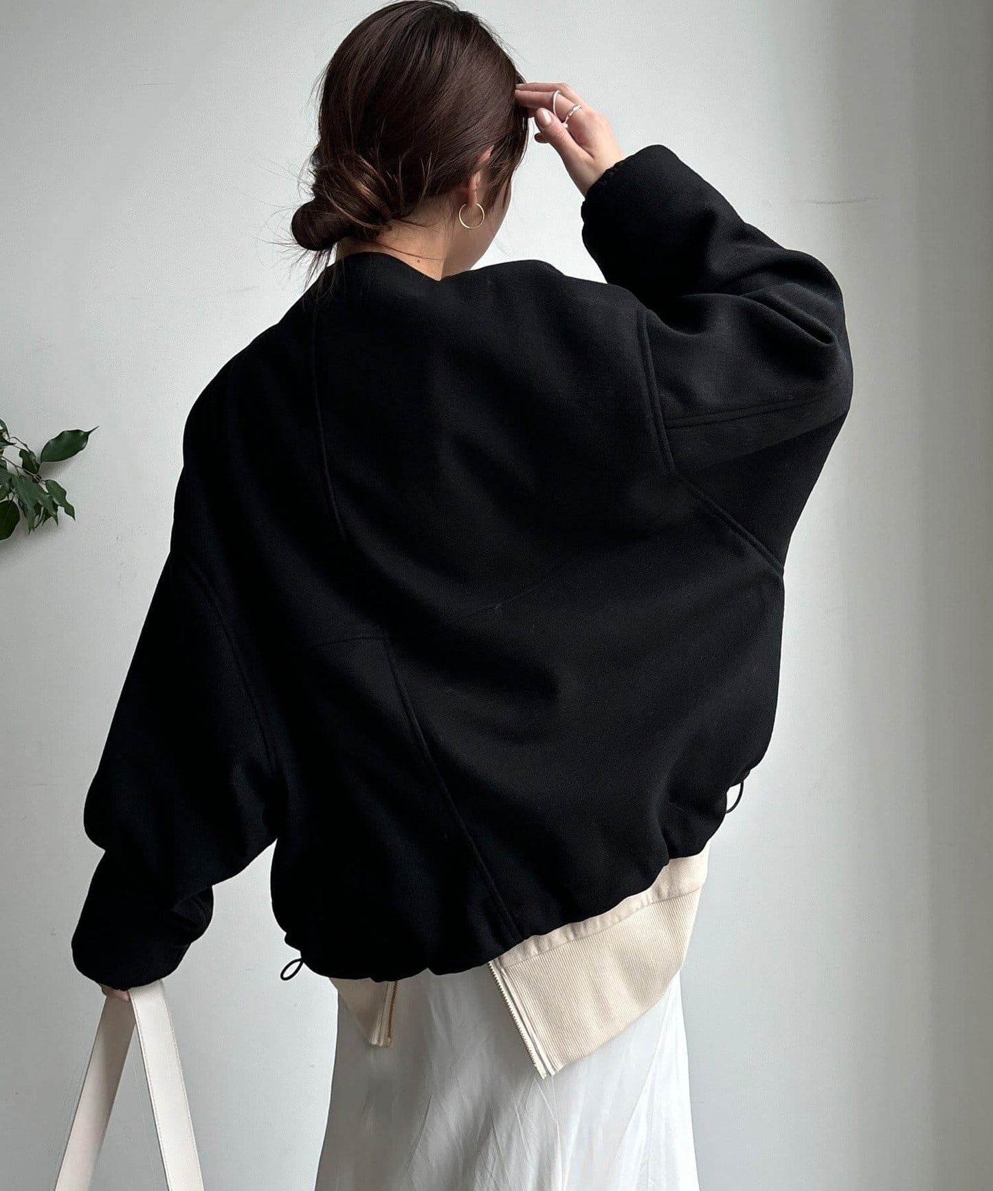 法蘭絨拼接塔夫綢短夾克