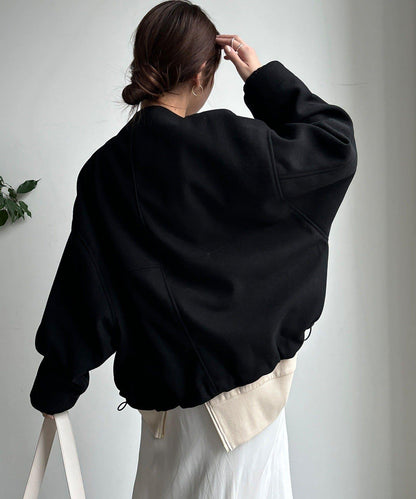 法蘭絨拼接塔夫綢短夾克