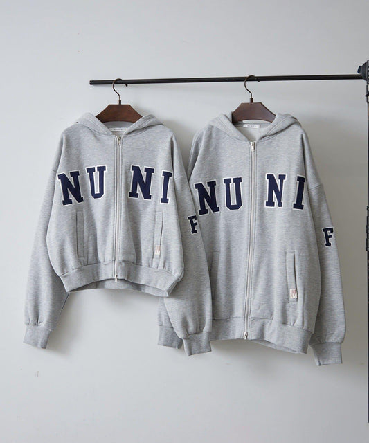 【NUNIFE】【可選兩種長度！】加絨印花連帽衛衣