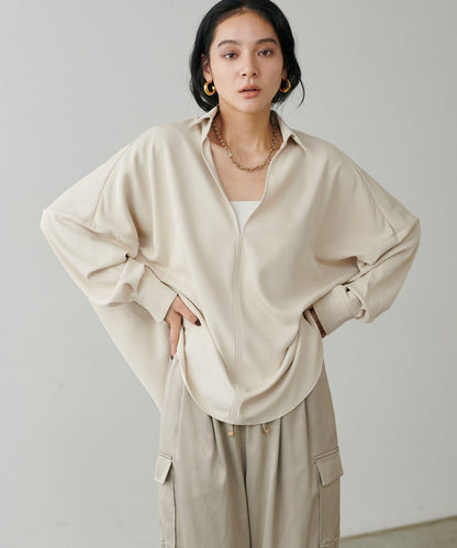 帶領口寬鬆蝙蝠袖套頭衫