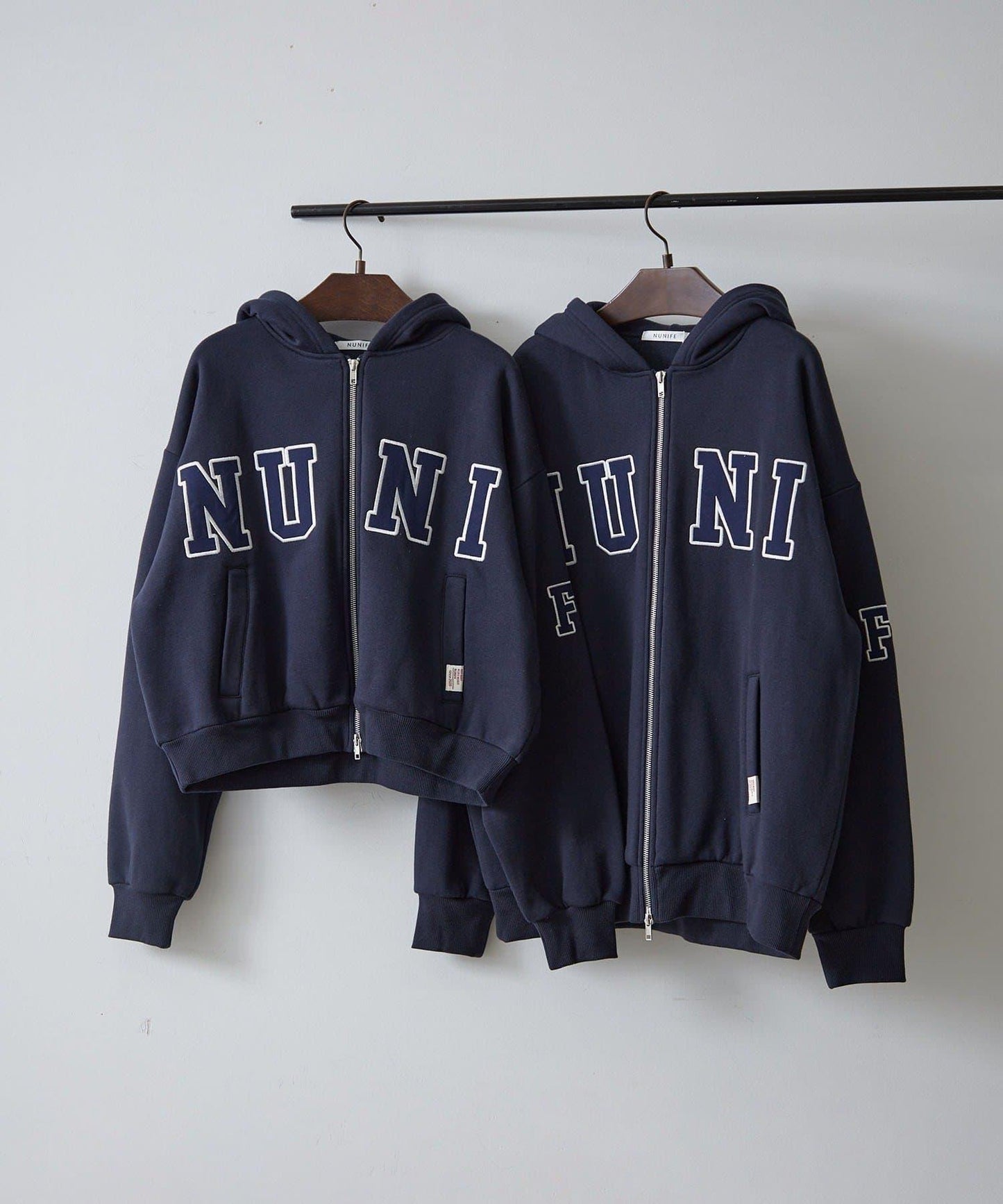 【NUNIFE】【可選兩種長度！】加絨印花連帽衛衣