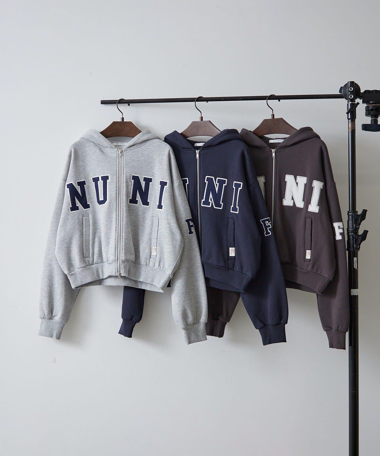 【NUNIFE】【可選兩種長度！】加絨印花連帽衛衣