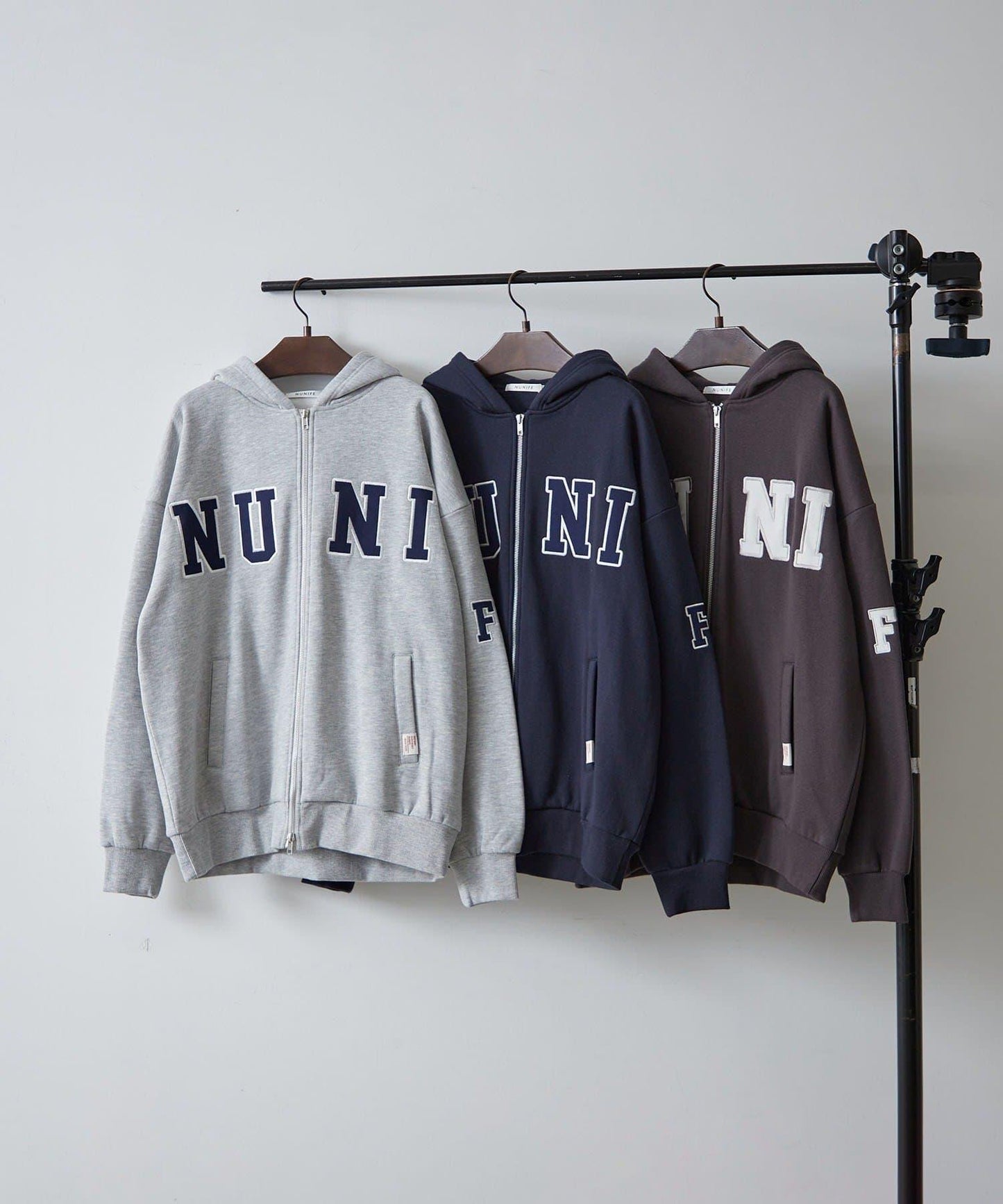 【NUNIFE】【可選兩種長度！】加絨印花連帽衛衣