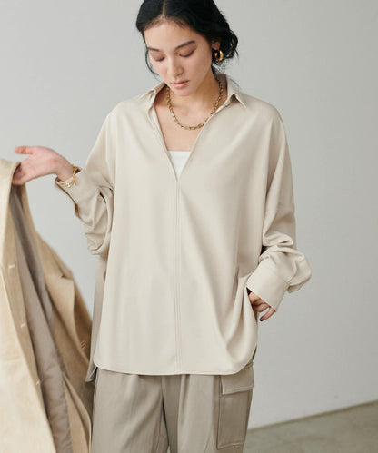 帶領口寬鬆蝙蝠袖套頭衫