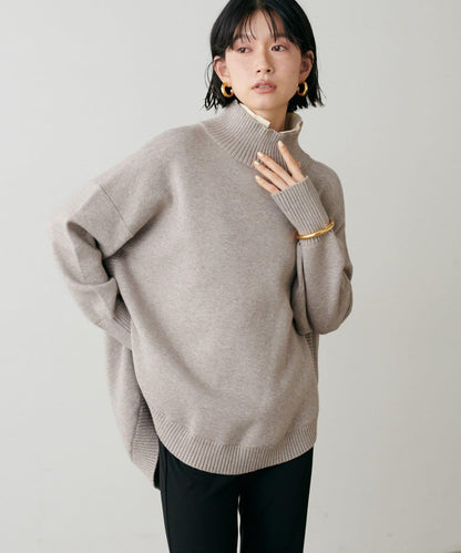 圓弧下襬雙層領針織衫