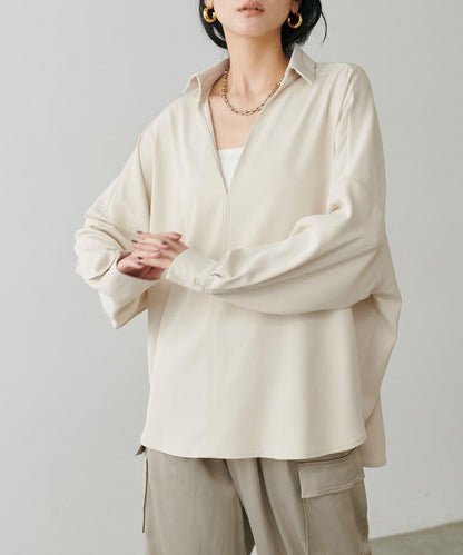 帶領口寬鬆蝙蝠袖套頭衫