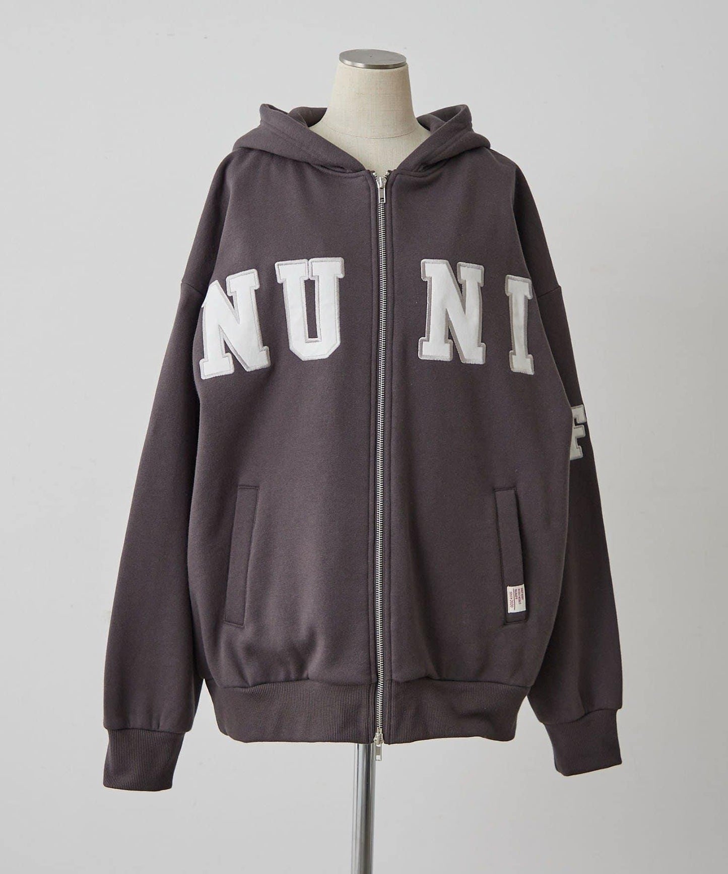 【NUNIFE】【可選兩種長度！】加絨印花連帽衛衣