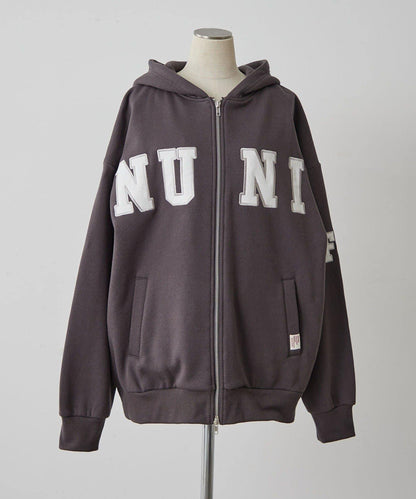 【NUNIFE】【可選兩種長度！】加絨印花連帽衛衣