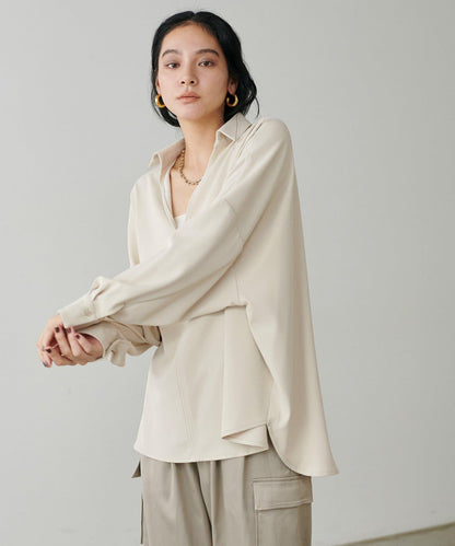 帶領口寬鬆蝙蝠袖套頭衫