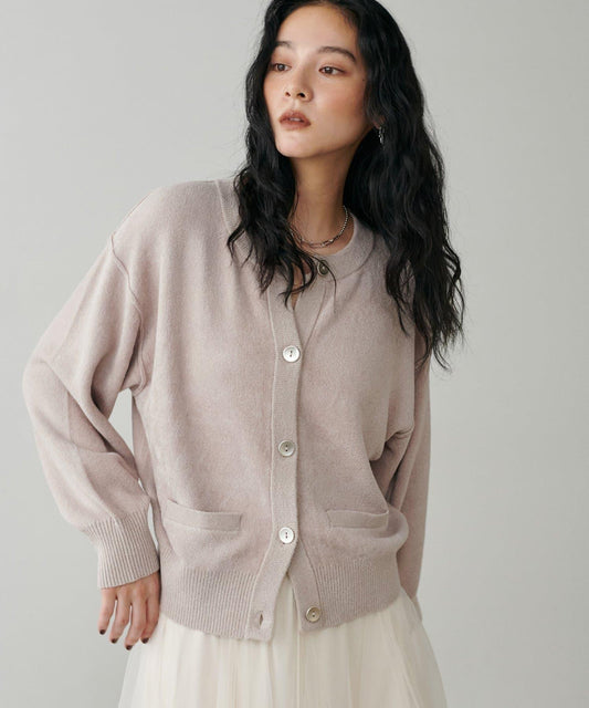 蓬鬆羽毛感針織短款開衫