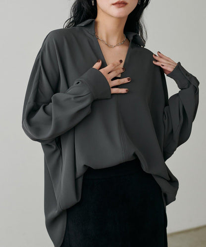 帶領口寬鬆蝙蝠袖套頭衫