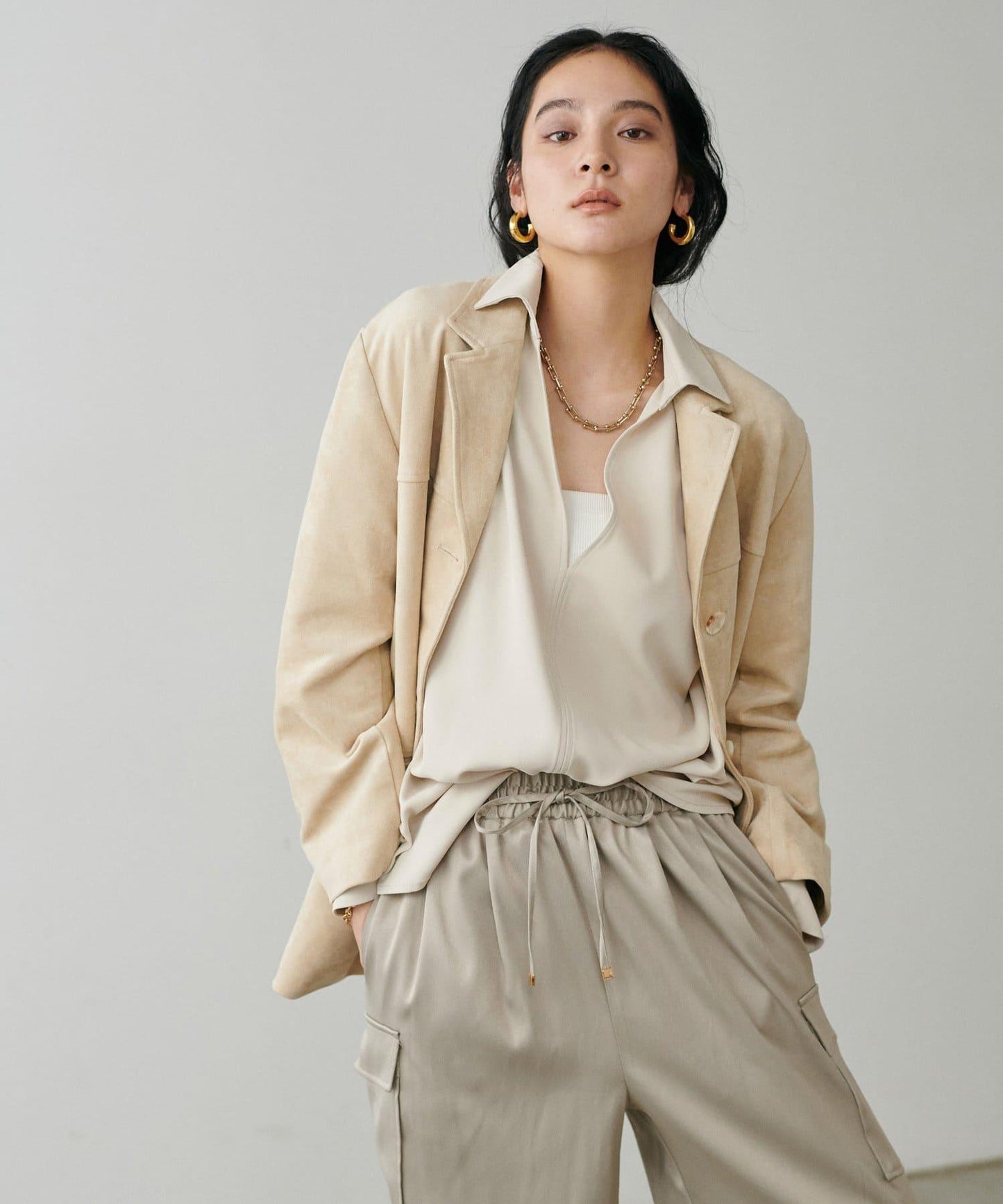 帶領口寬鬆蝙蝠袖套頭衫