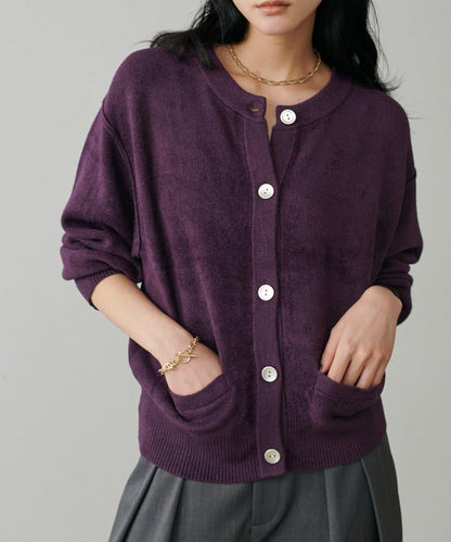 蓬鬆羽毛感針織短款開衫