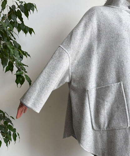 羊毛輕薄雙面立領大衣