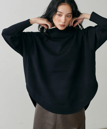 圓弧下襬雙層領針織衫