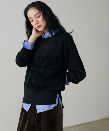 柔軟蓬鬆迷你羽毛針織套頭衫