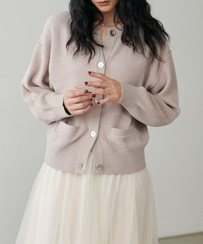 蓬鬆羽毛感針織短款開衫