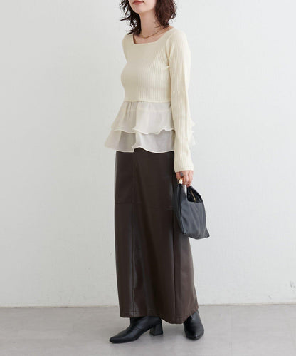 前後兩穿荷葉邊針織衫