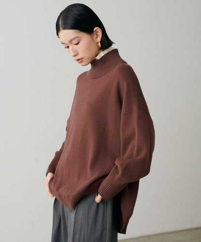 圓弧下襬雙層領針織衫