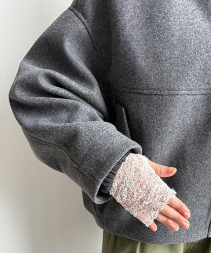 法蘭絨拼接塔夫綢短夾克