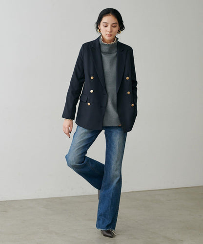 圓弧下襬雙層領針織衫