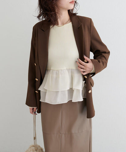 前後兩穿荷葉邊針織衫