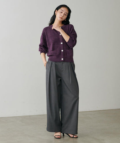 蓬鬆羽毛感針織短款開衫