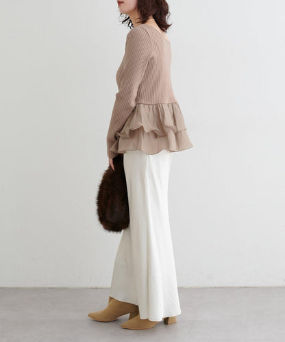 前後兩穿荷葉邊針織衫