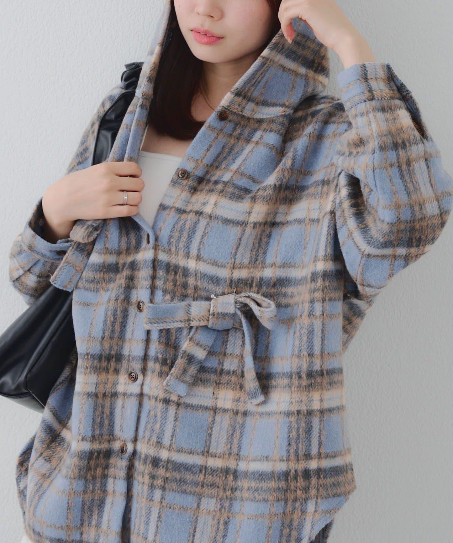 【RMAF】帶蝴蝶結格子連帽襯衫