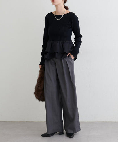 前後兩穿荷葉邊針織衫