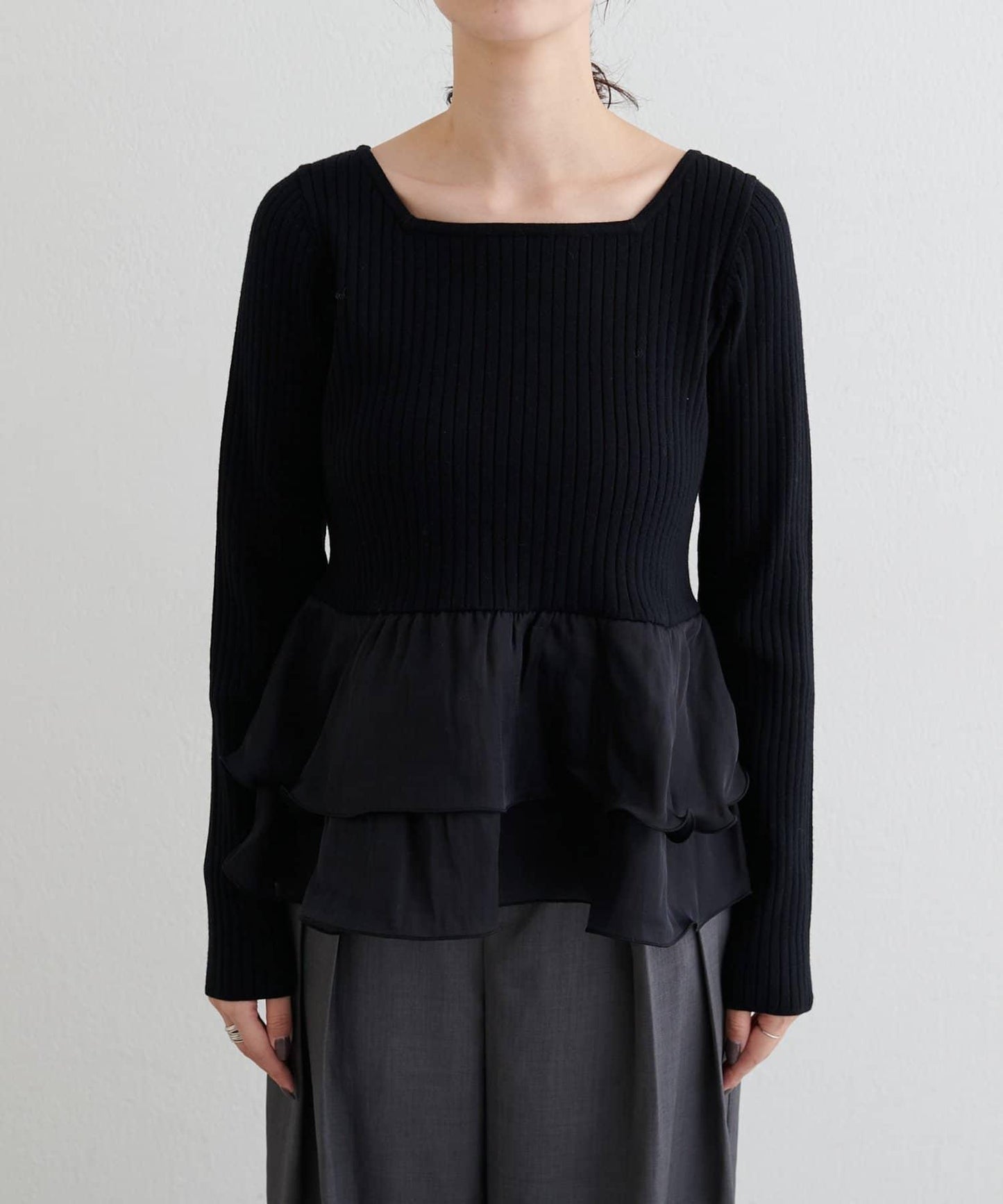 前後兩穿荷葉邊針織衫