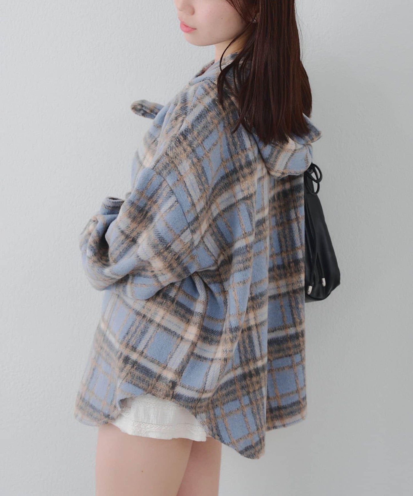 【RMAF】帶蝴蝶結格子連帽襯衫