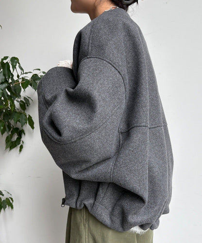 法蘭絨拼接塔夫綢短夾克