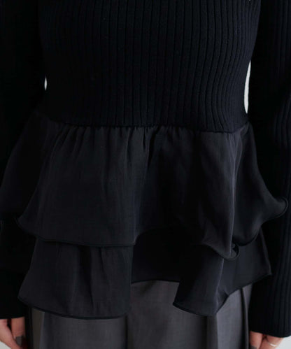 前後兩穿荷葉邊針織衫