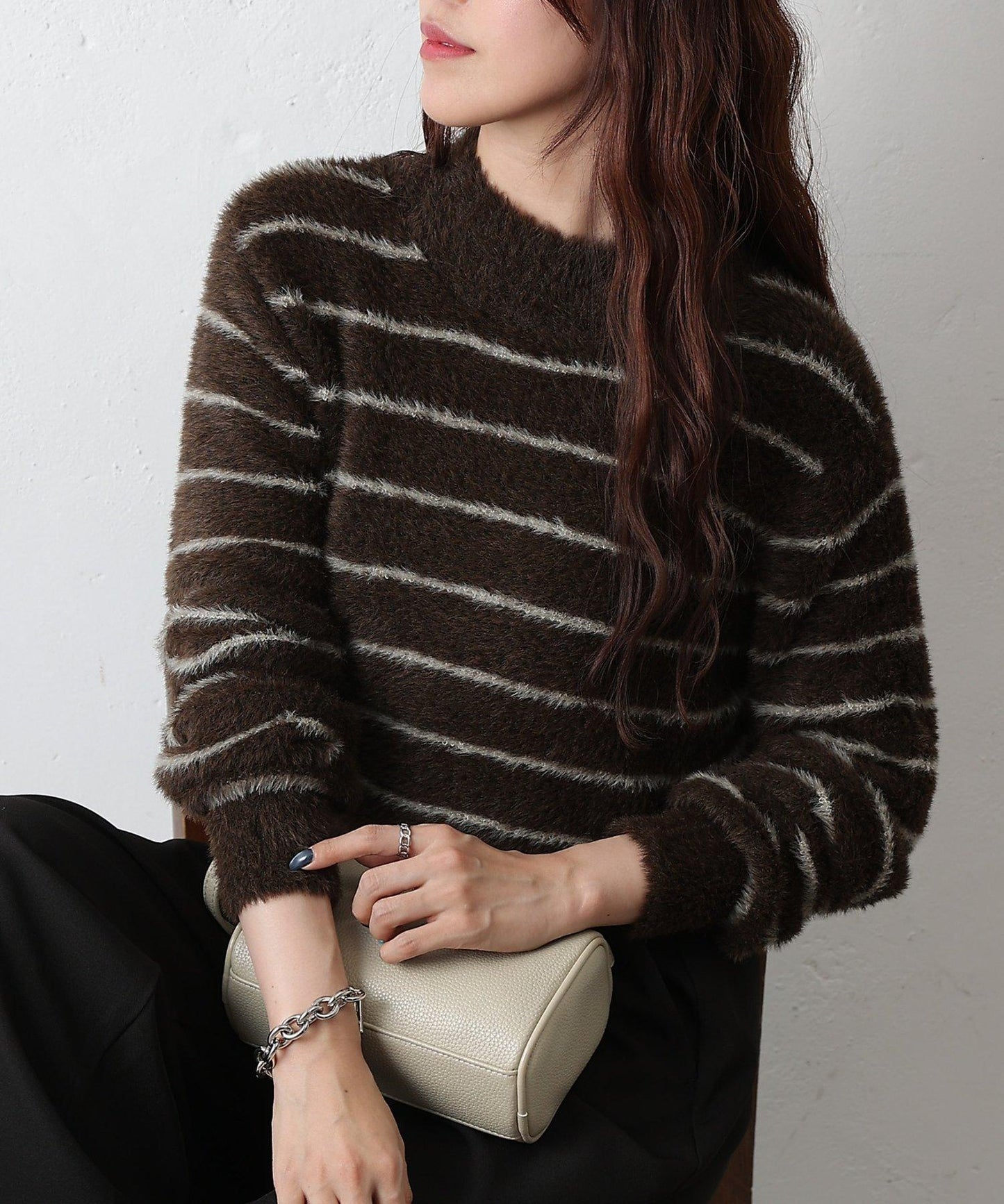 毛圈條紋針織套頭衫