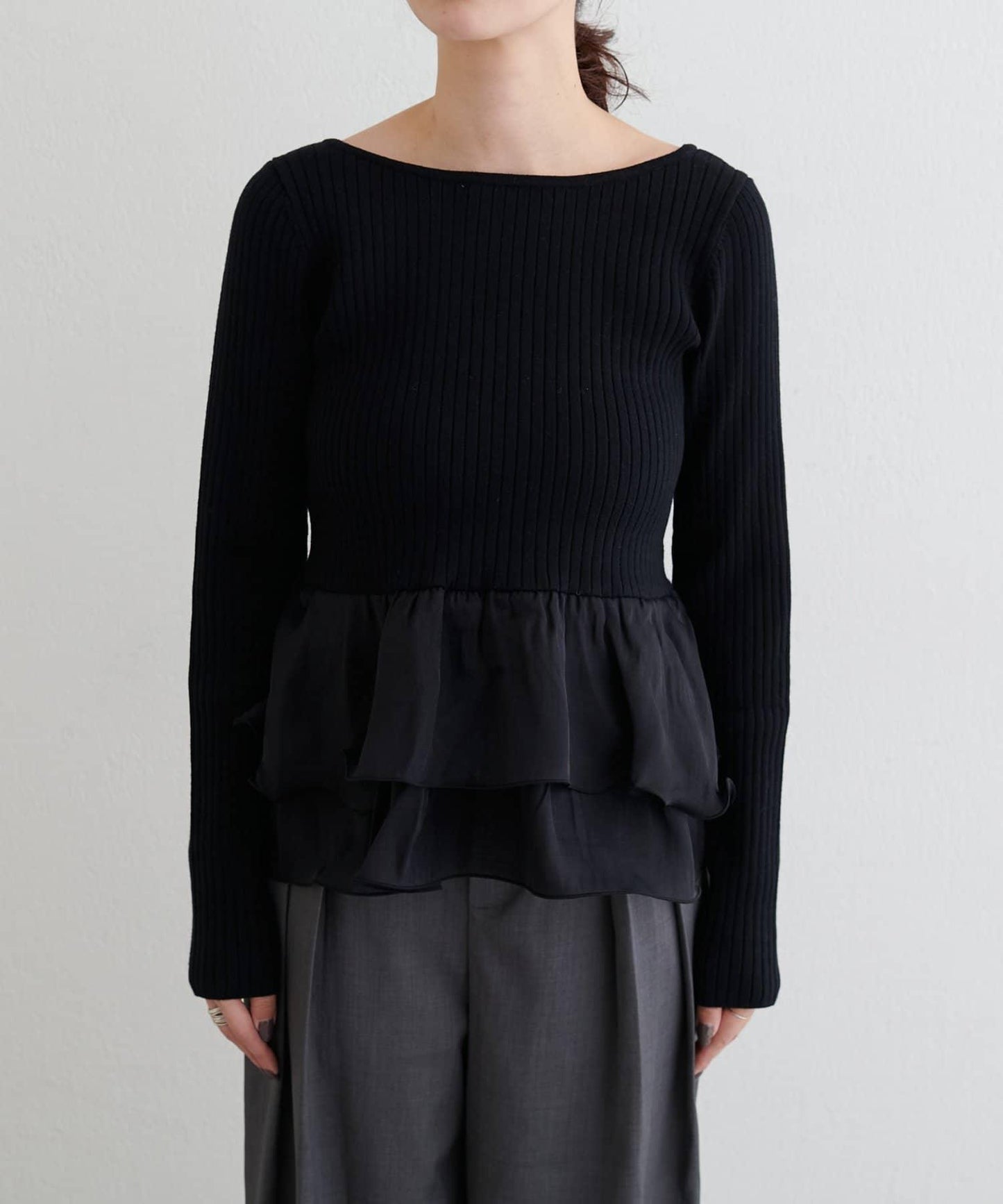 前後兩穿荷葉邊針織衫