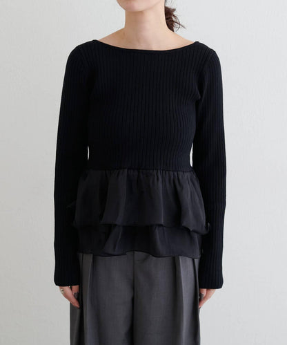 前後兩穿荷葉邊針織衫