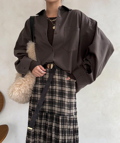 羊毛風寬鬆蝙蝠袖大襯衫