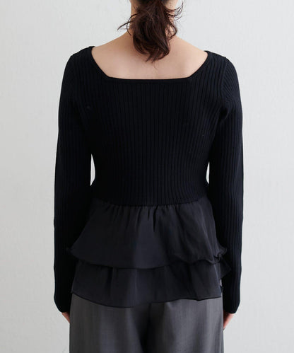 前後兩穿荷葉邊針織衫